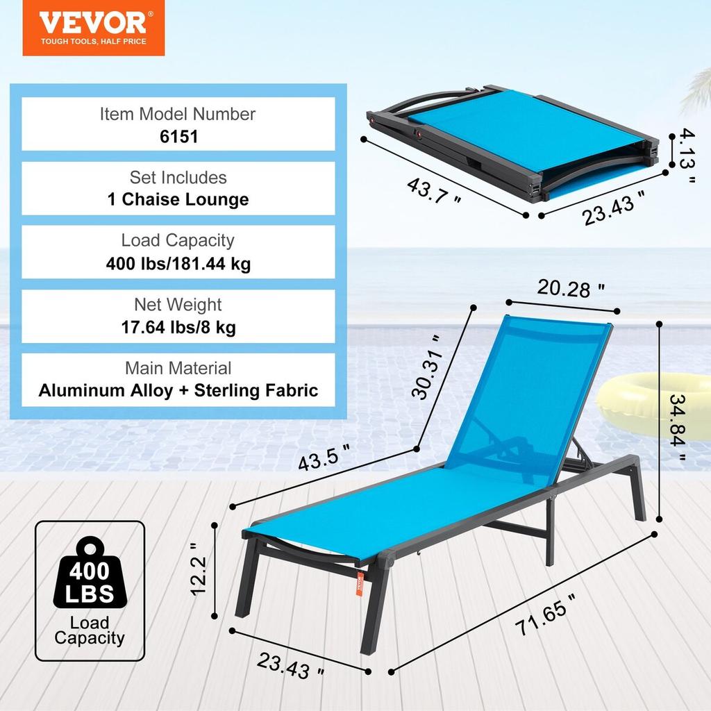 Liegestuhl Outdoor Terrassen-Liegestuhl mit verstellbarer 5-Position
