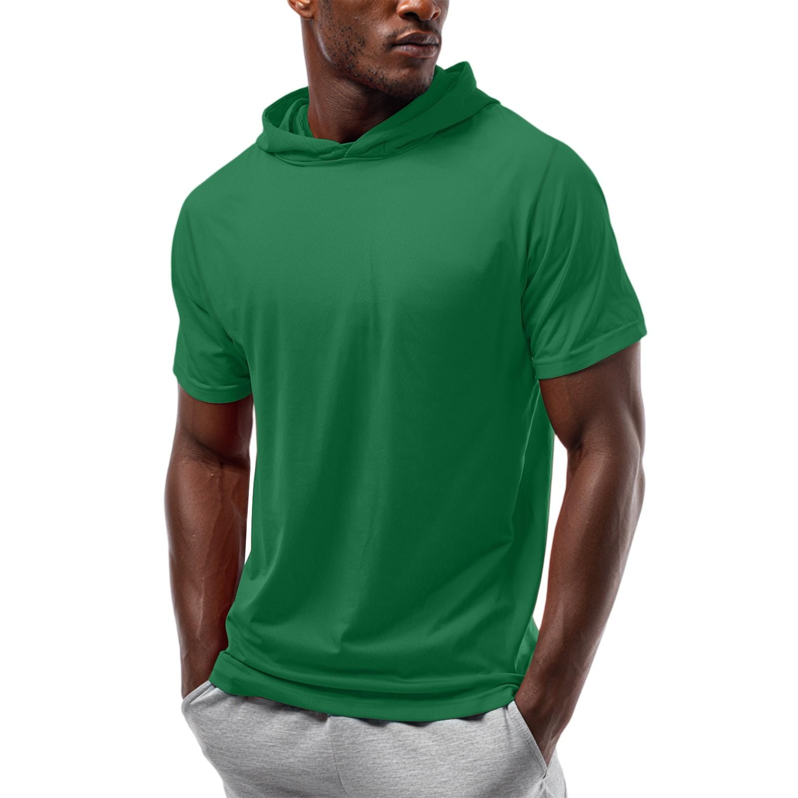 

Чоловіча футболка з капюшоном з короткими рукавами та прямими плечима XXXL зелений