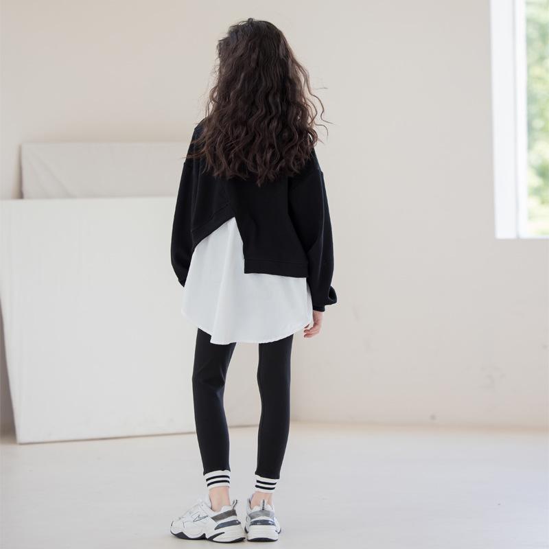 Lányok koreai stílusú aszimmetrikus pulóverkészlet – 2024 tavaszi/őszi kétrészes divatos gyerekeknek