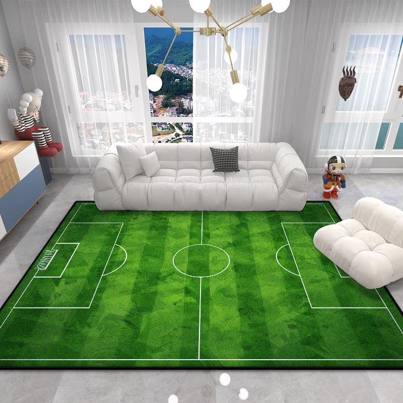 

Modern Decoration Football Field Children Play Area Carpet Living Room Non-slip Plush Large Rugs Bedroom Bedside Soft Mat Green 60x90cm