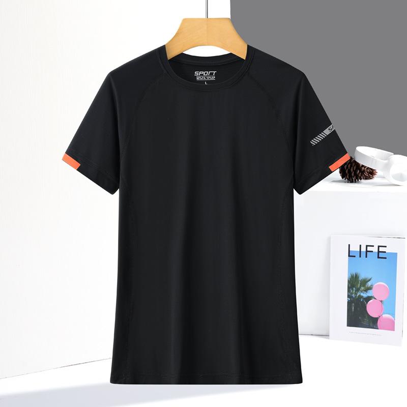 

Летняя парная футболка с коротким рукавом из ледяного шелка, женская, с круглым вырезом, для фитнеса, легкая, дышащая, удобная, спортивная и для отдыха, быстросохнущая M чёрный