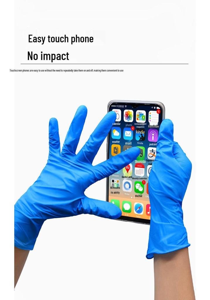 Waterproof & Resistant Nitrile Gloves - Food Grade, Oil & Acid Resistant, Texture-Grip, Thickened, Disposable for Dishwashing & Industrial Use.
