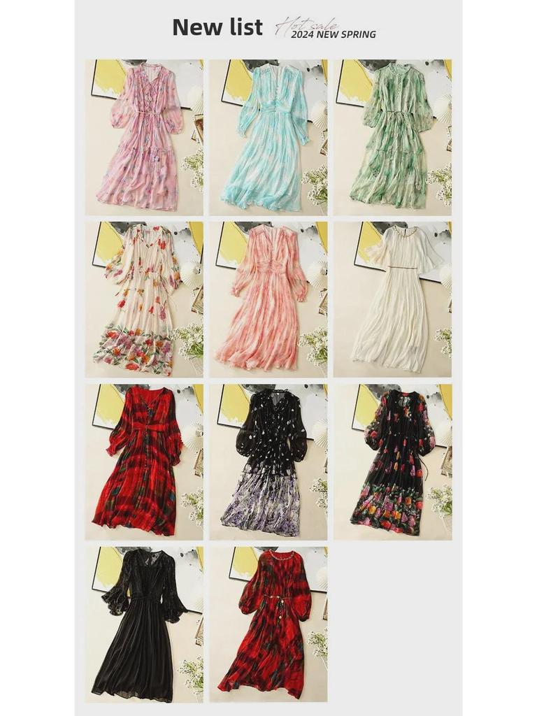 Spring/Summer 2024 Mulberry Silk Floral Dress - Temperamental Socialite Style