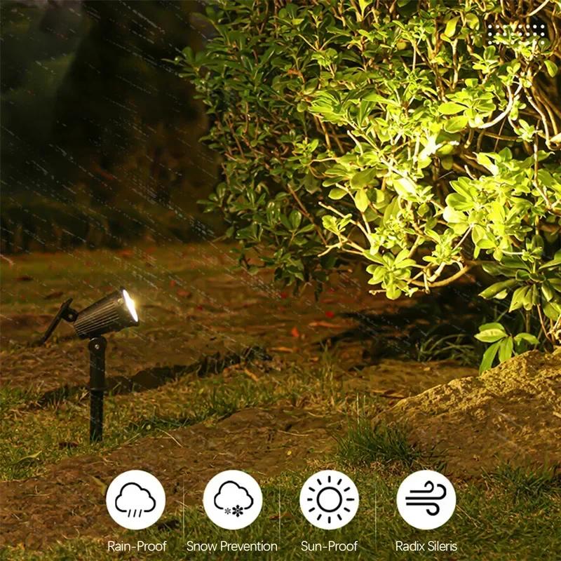 4PCS 9 LED Solar Spot Lights IP65 Waterproof Outdoor RGB Solar Landscape Lights Brightness Adjustable for Garden Yard Palm Trees