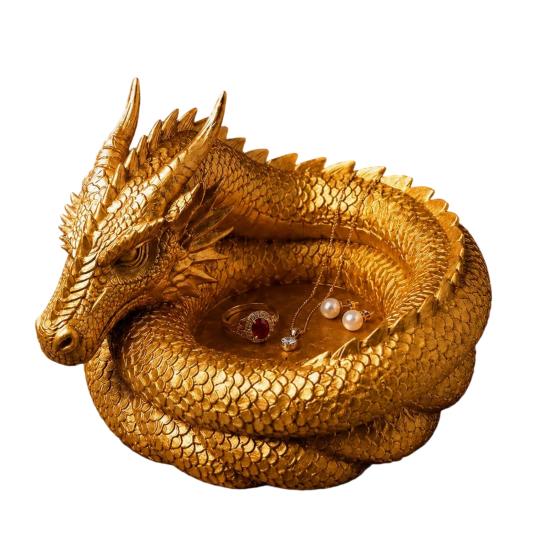 3D-gedrucktes Drachen-Aufbewahrungsfach, Dekorative Schlüsselablage mit Gothic-Fantasy-Design für Ringe, Schlüssel, Münzen, Schmuck, Schreibtisch-Organizer-Tablett für Homeoffice