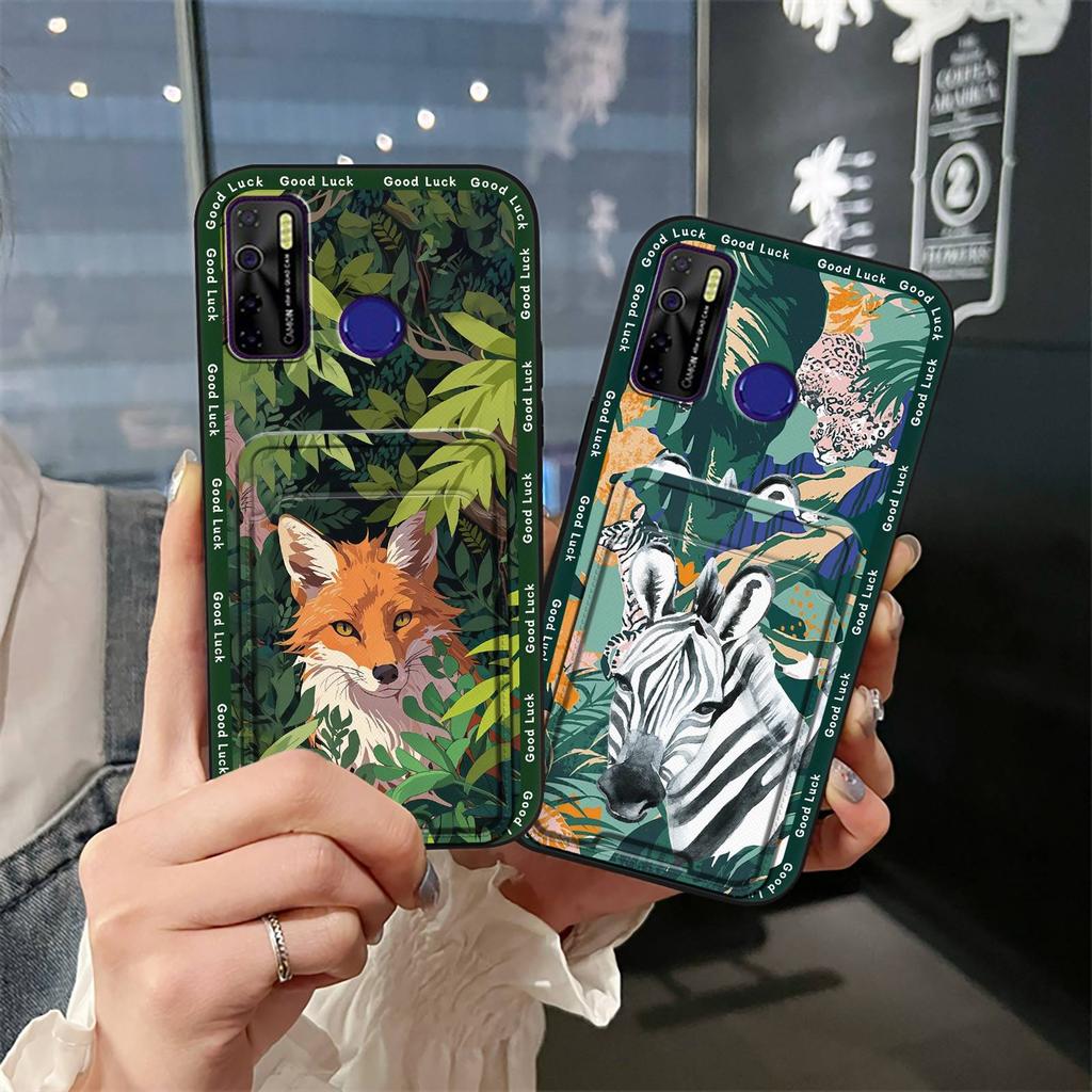 Back Cover Card Slot Phone Case For Tecno Camon15/15Air/16S/KD7H/CD6/CD7/Spark5/5Pro Cartoon Card Bag Waterproof Cover
