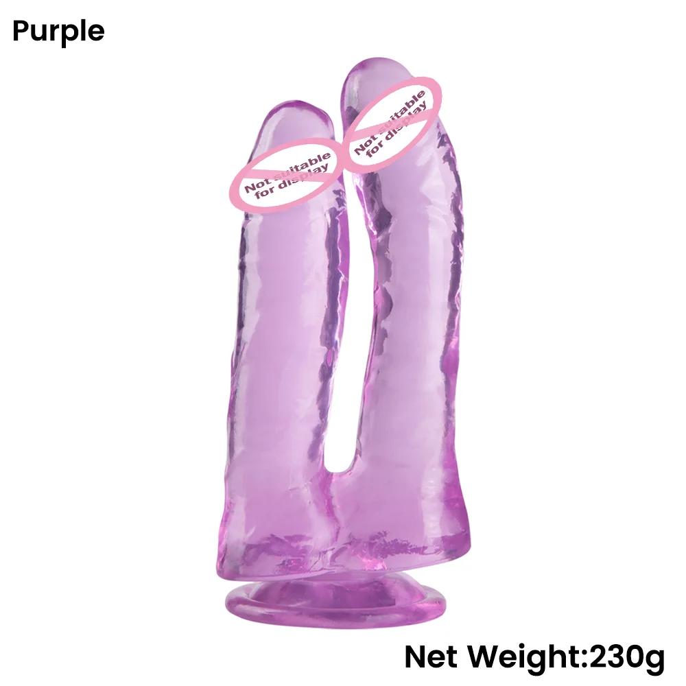 Crystal Jelly Dildo Double Stick Dick Penis g-Spot Anal Masturbator Men Women Lesbian Gay Adult Sex Toy For Couples  for  Woman