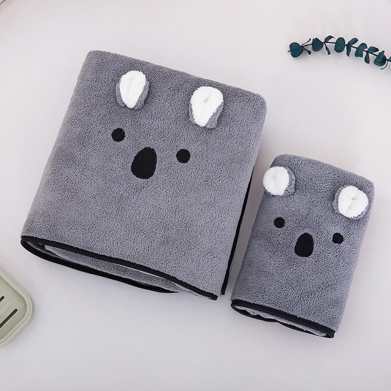 Cartoon Coral Fleece Quick-Dry Face and Bath Towel - Soft, Absorbent, Lint-Free for Men and Women