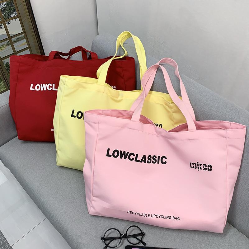 2025 New Solid Color Letter Print Large Capacity Shoulder Bag Tote Bag