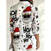 Women's long-sleeved shirt, trendy Santa Claus pattern, versatile commuting daily wear