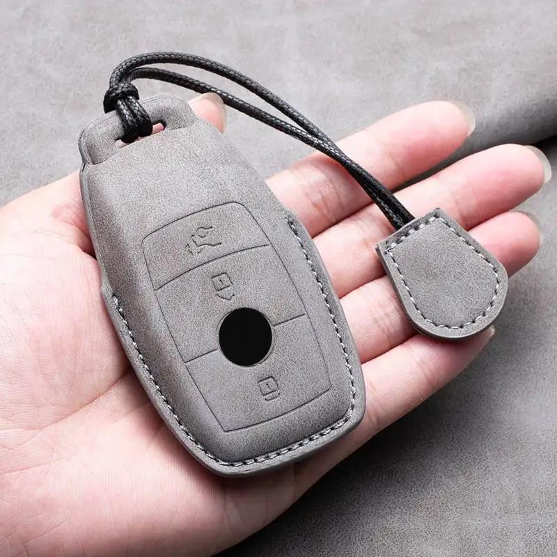 Leder Autoschlüssel Hülle Abdeckung Halter Schlüsselanhänger Fob für Mercedes Benz E-Klasse C-Klasse S-Klasse GLC E200 E400 E63 W213 S550 S560