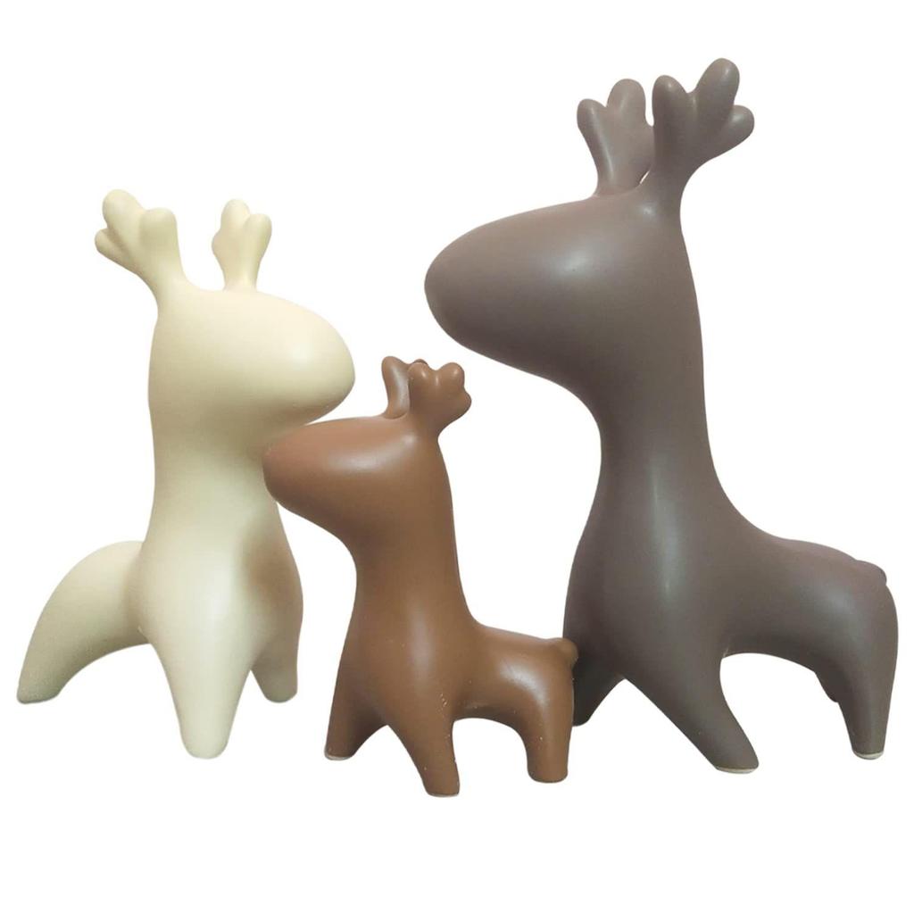 Home Décor Elk Family Matte Finish Ceramic Figurines - (Set of 3, Matte Brown)
