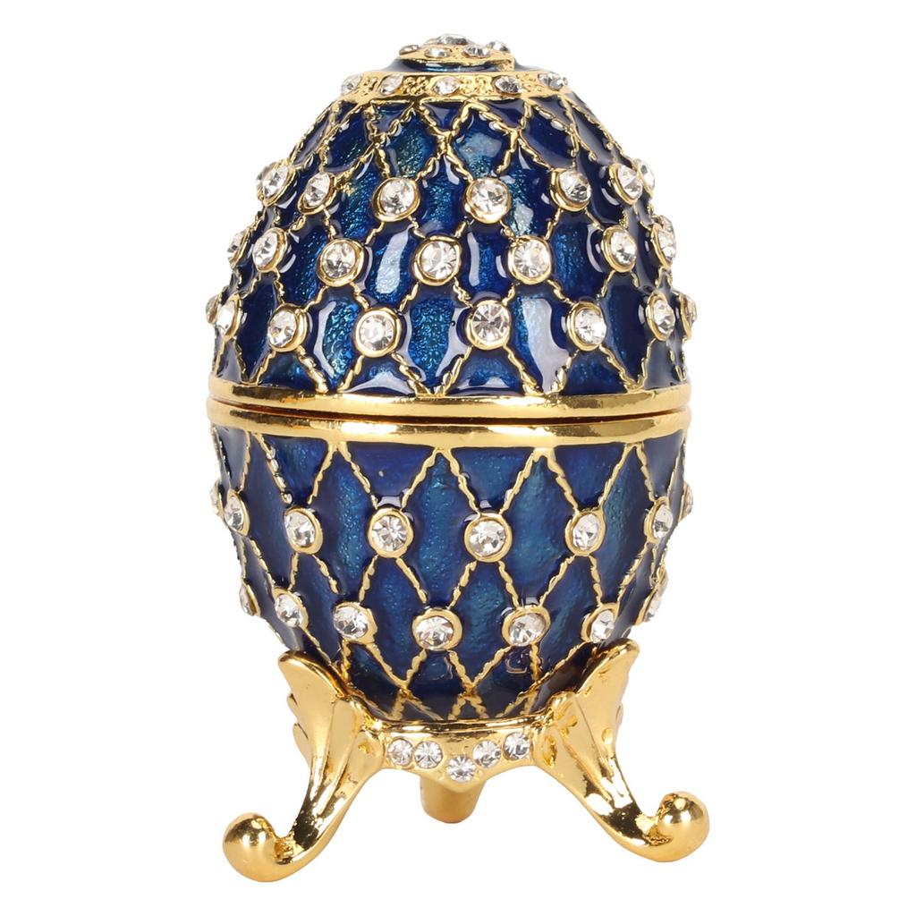 Egg Trinket Box Zinc Alloy Sparkling Rhinestone Exquisite Elegant Metal Jewelry Box for Family Storage