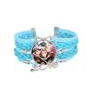 1Pc Demon Hunters KPOP Cartoon Time Gem Bracelet, Leather Braided Blue Multi Layer
