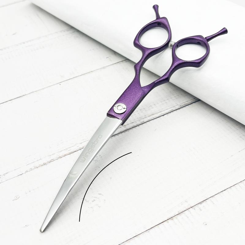 

wingsbro 7 дюймів Ножиці для грумінгу домашніх тварин, Вигнуті вниз Інструменти та аксесуари для краси собачої шерсті фіолетовий