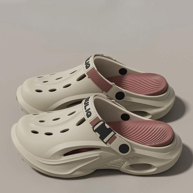 Fashion Sandals Man Height Platform Shoes Outdoor Beach Hole 2025 Fashion Summer Sale Mascullino Clappers Original Pvc Slippers for Men