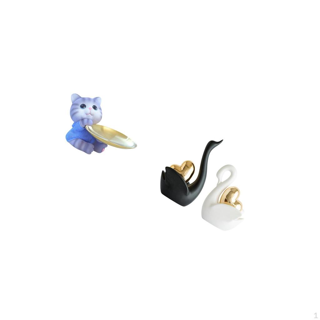 Modern Cat Swan Resin Sculpture Tray Figurines for Dining Table Cabinet Shelf Jewelry Snacks