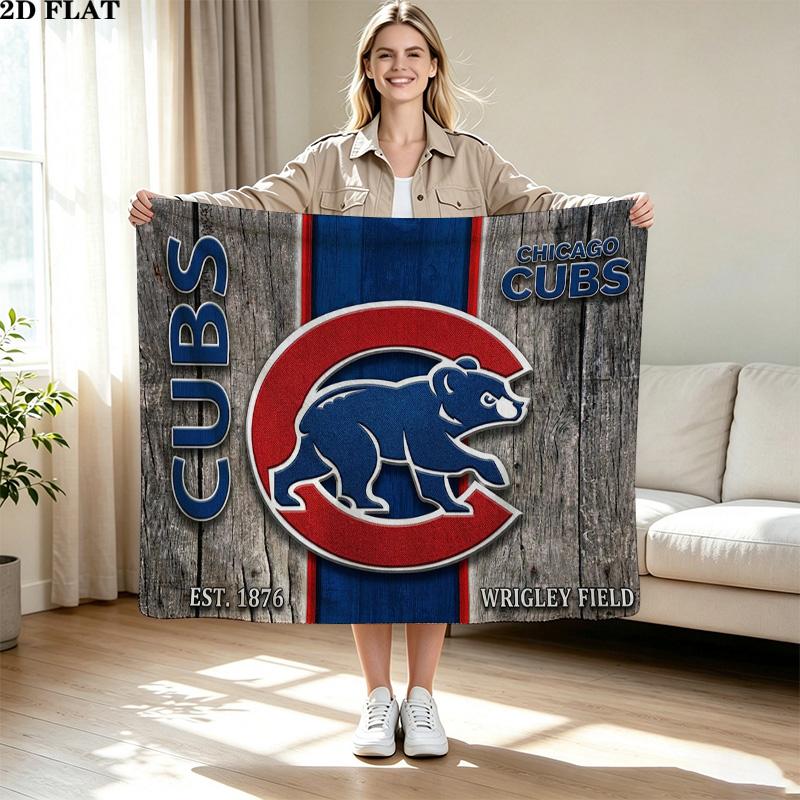 Chicago Cubs Print Flannel Blanket High Quality Warm Comfortable Cover for All Seasons Perfect for Gifts Home Decor