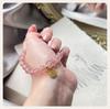 Qiaoen Strawberry Crystal Bracelet - Natural Pink Crystal, Double Happiness Design, Versatile & Stylish for Women