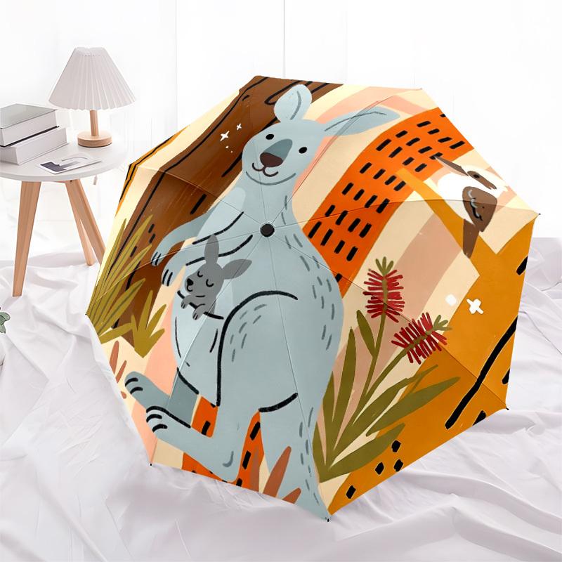 1pc Kangaroo Bush Automatic Open/Close Folding Umbrella - Compact 8-Rib Design, Daily Use, Perfect Gift for Friends & Family yy260327100