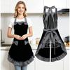 Vintage Apron for Women – Bow Lace Kitchen Cooking Smock Adjustable & Stain Resistant – Perfect for Baking Cleaning Maid Costume