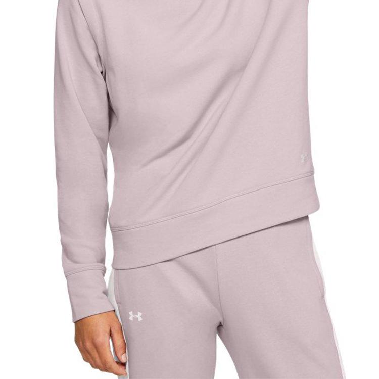 Under Armour Rival Terry Solid Stand Collar Sweatshirt Women Sweatshirt Pink 1355528-667