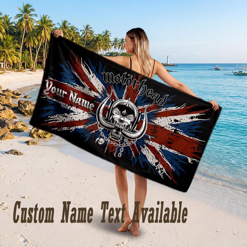 Motorhead Design Beach Towel Custom Text Large Towel for Beach Vacation