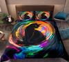 Black Cat Duvet Cover Set Cartoon Cat Bedding Set for Kids Boys Girls Mysterious Void Individual Pillowcase, Duvet Cover or Set