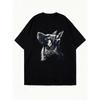 Oversized T Shirt Black German Shepherd Dog Print Casual Wear For Women Summer Outfit Streetwear Fashion Trendy Top