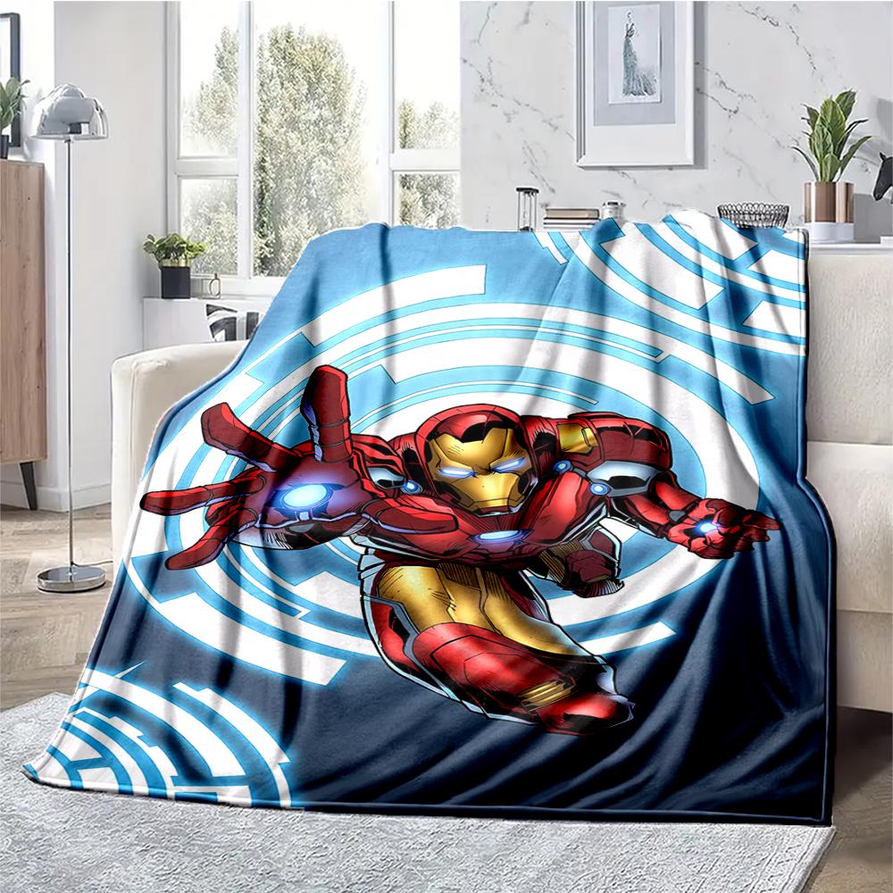 Iron Man Theme Printed Blanket - Perfect for Couch, Bed, Travel & Outdoor Use | Machine Washable, Cozy & Durable.