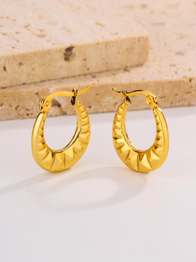 Stainless Steel Earrings French Premium Sense Design Sense Plated 11K Gold Geometric Earrings Jewelry, Titanium Steel Earrings
