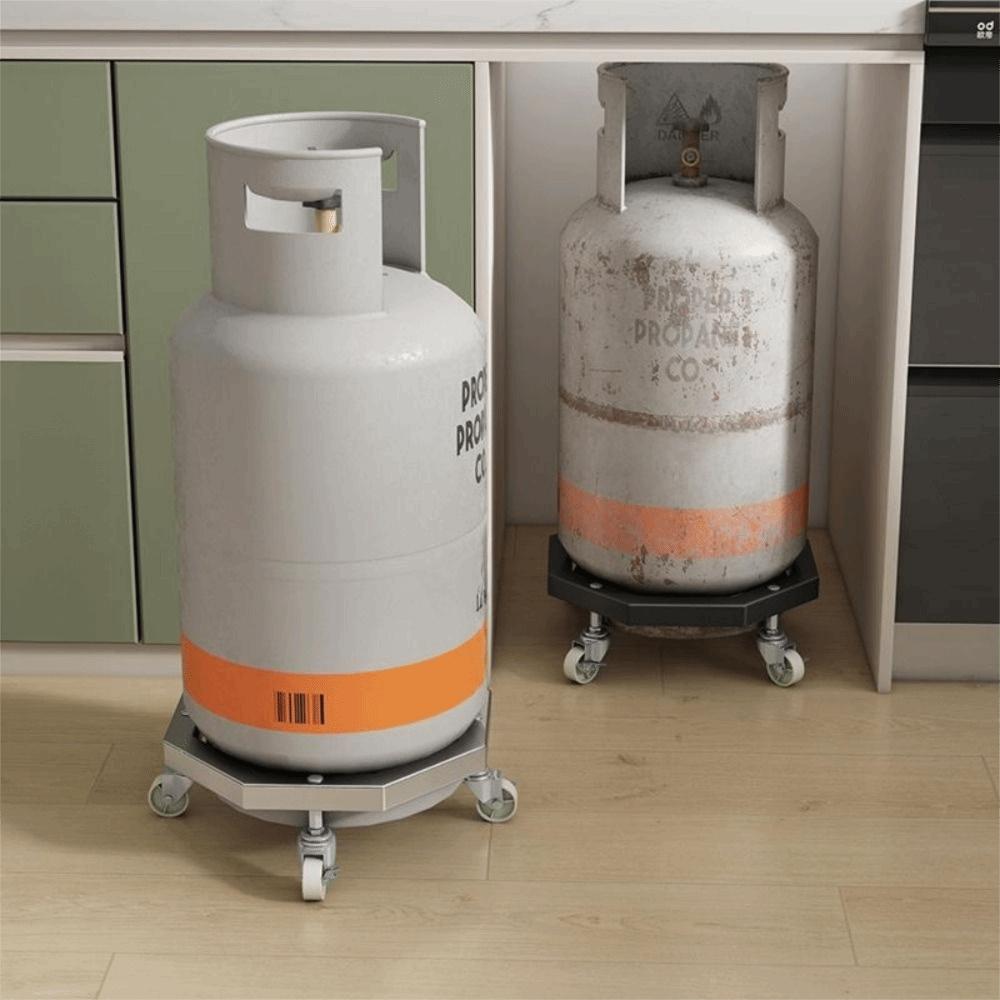Movable Mobile Propane Tray Brake Cylinder Holder Safe Fixed Tank Roller Stand  Kitchen