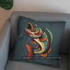 2D Colorful Fish Artistic Throw Pillow Cover Pattern Cushion Cover Suitable For Sofa Bedroom Car Pillow Cover