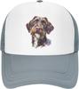 Drahthaariger Vorstehhund Griffon Hunde-Aquarell-Druck Mesh Trucker-Kappe Verstellbare Baseballkappe Lässige Snapback für Männer Frauen
