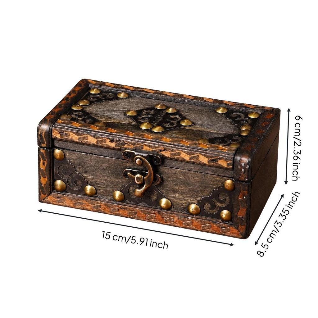 Vintage Distressed Wooden Storage Box with Metal Clasp Sturdy Decorative