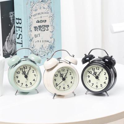 Retro Loud Bell Alarm Clock with Night Light - Silent Bedside Clock, Creative Gift for Students and Bedroom Decor