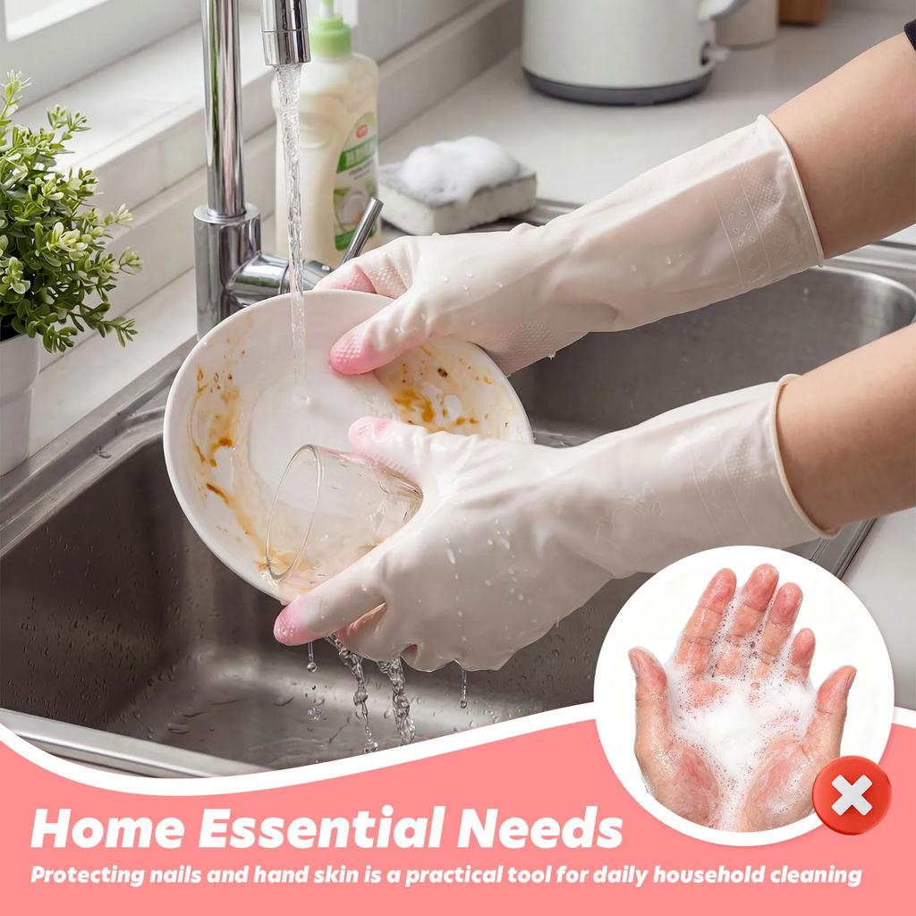 Kitchen Gloves Reusable Household Cleaning Gloves Water Resistant Skin Friendly Kitchen Dishwashing Gloves for Bathroom Cleaning