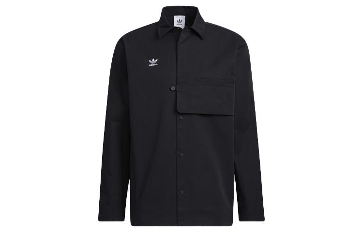 

adidas originals Solid Color Buckle Lapel Long Sleeves Shirt Black HC0561 S