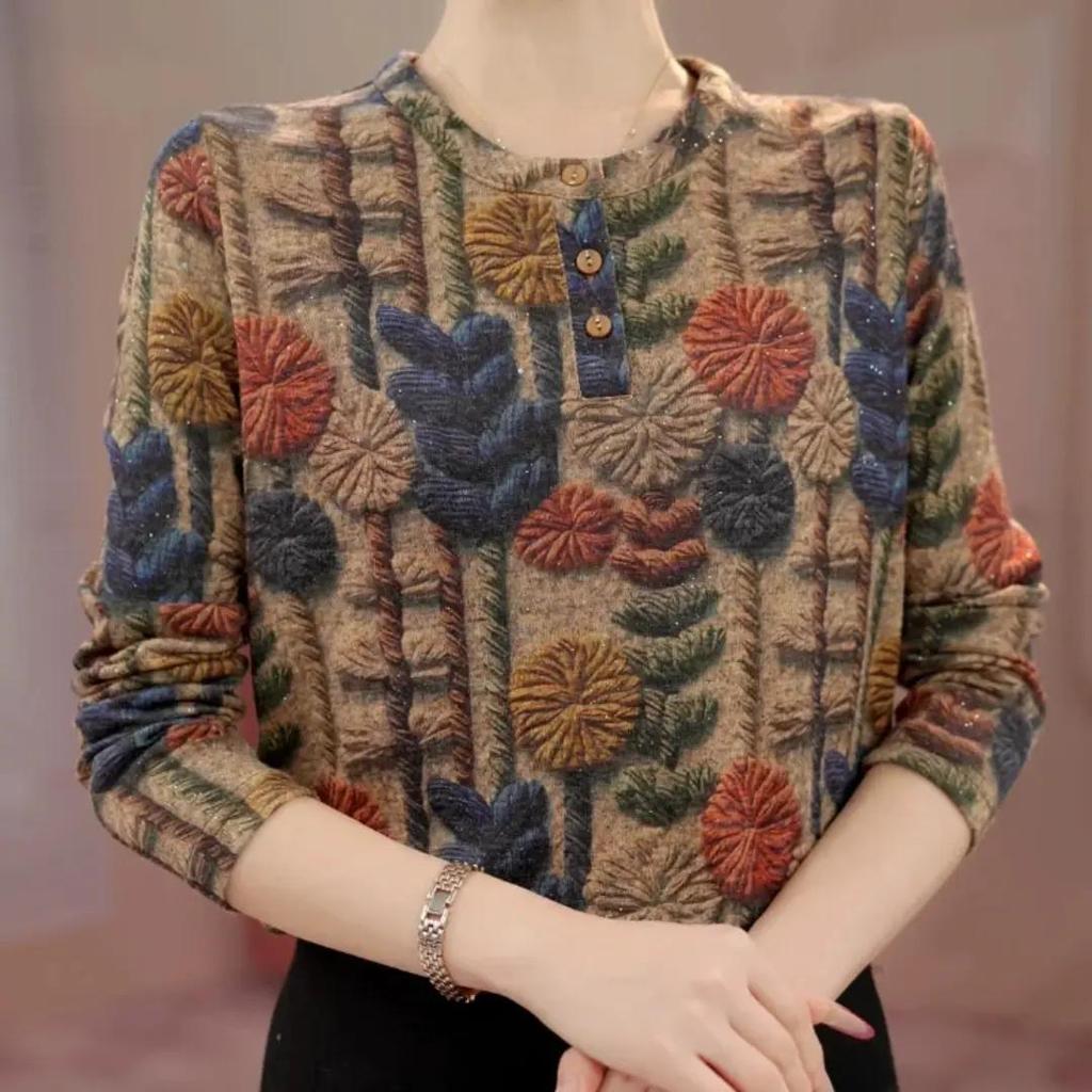 Autumn Plus Size Long-Sleeve Printed Flannel Shirt - Slimming, Casual, Loose Fit