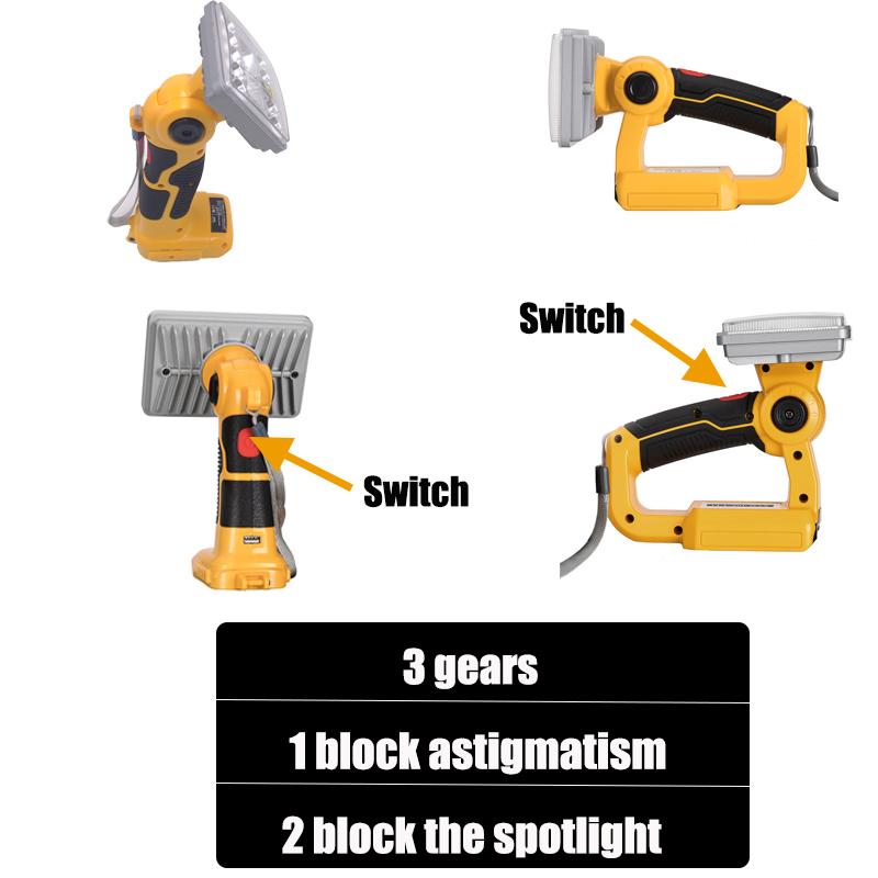 Dewalt 18V LED Work Light for DCB201 DCB200 Battery Indoor Outdoor Tool Light 9W 18W Bright Lighting