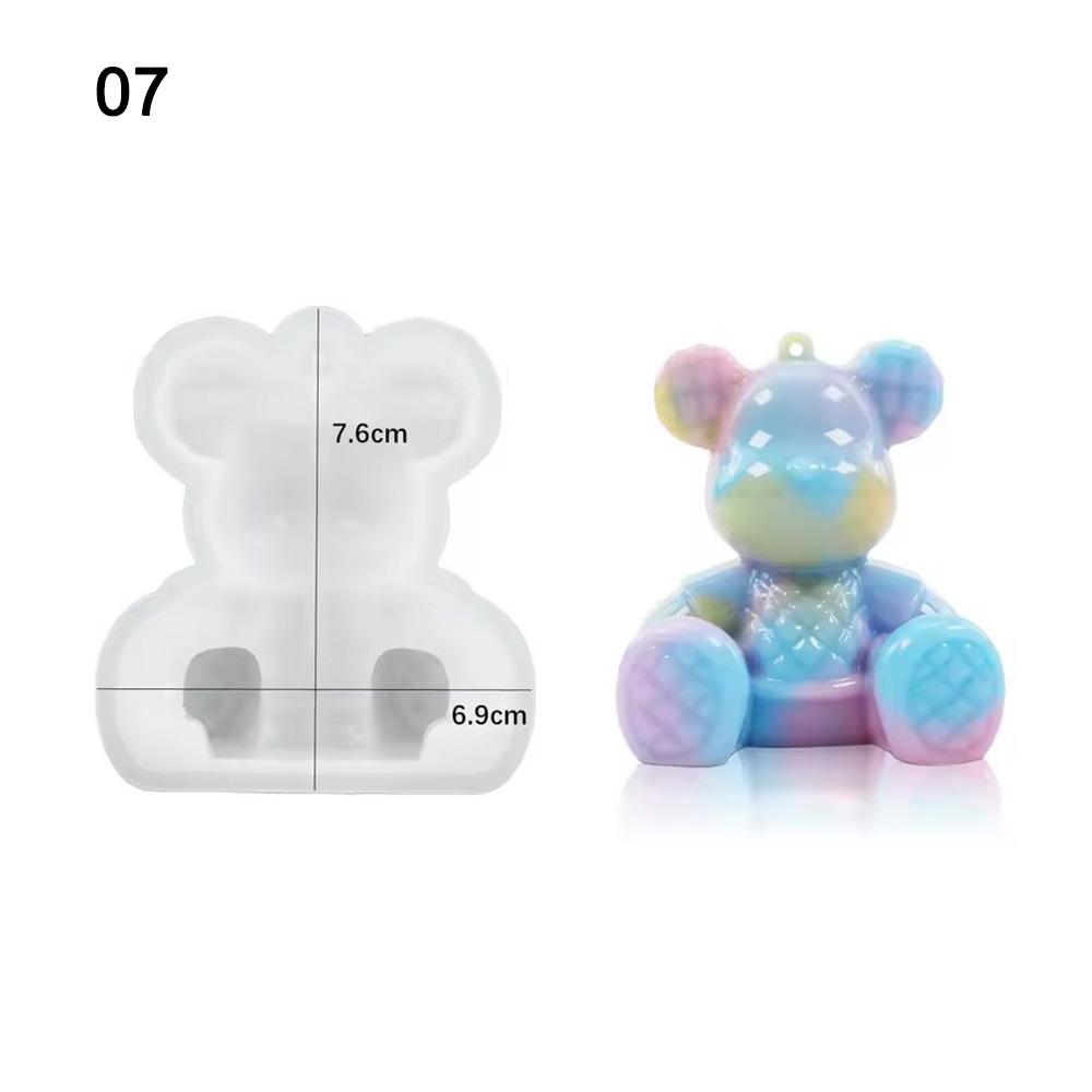 DIY 3D Kleiner Bär Kristall Epoxidharzform Astronaut Schlüsselanhänger mit Loch Anhänger Silikon Blutrosa Bärenform