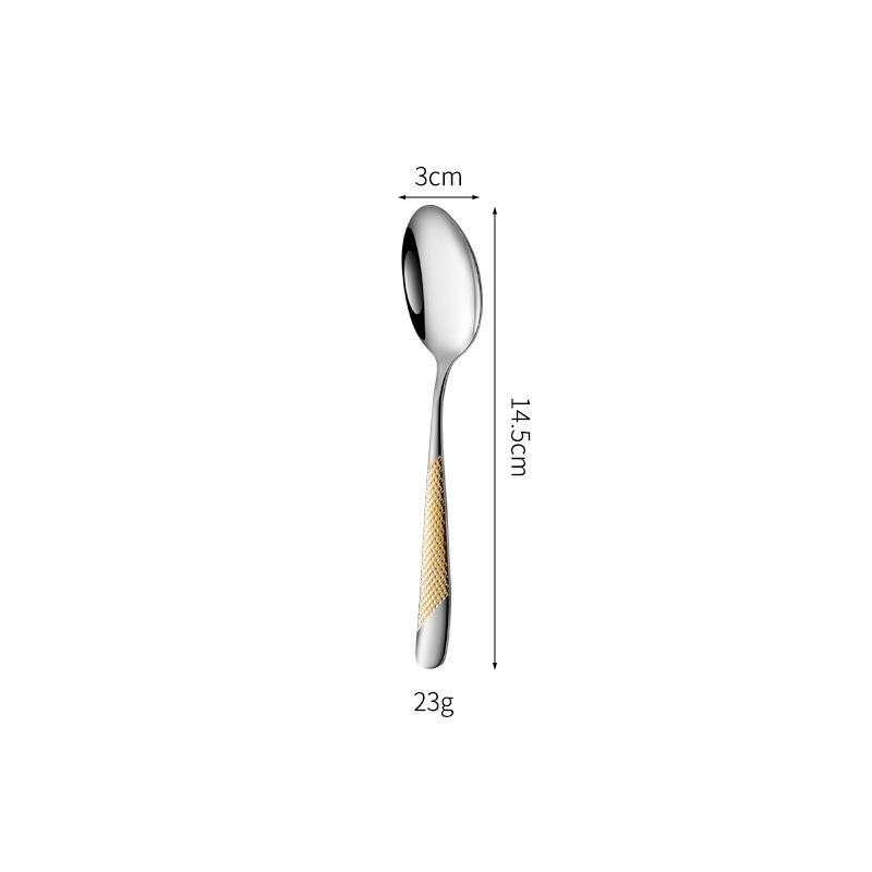 Star Diamond Stainless Steel Gold-Plated Flatware Set: Luxury Knife, Fork, and Spoon for Upscale Dining.