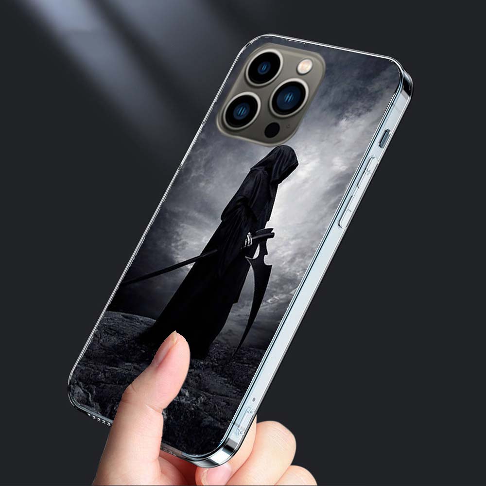 Tod Sensenmann Schädel Handyhülle Für Iphone 16E 15 Pro 14 Plus 17E 16 17 Pro Max Air 11 12 13 Mini Stoßfest Capa Niedlich Cov