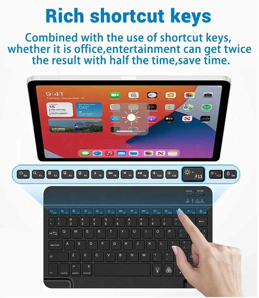 Mini-beleuchtete RGB 10-Zoll Bluetooth-Tastatur 2,4G Wireless-Tastatur Wiederaufladbar Für Tablet Handy Windows Android iPad Tastatur
