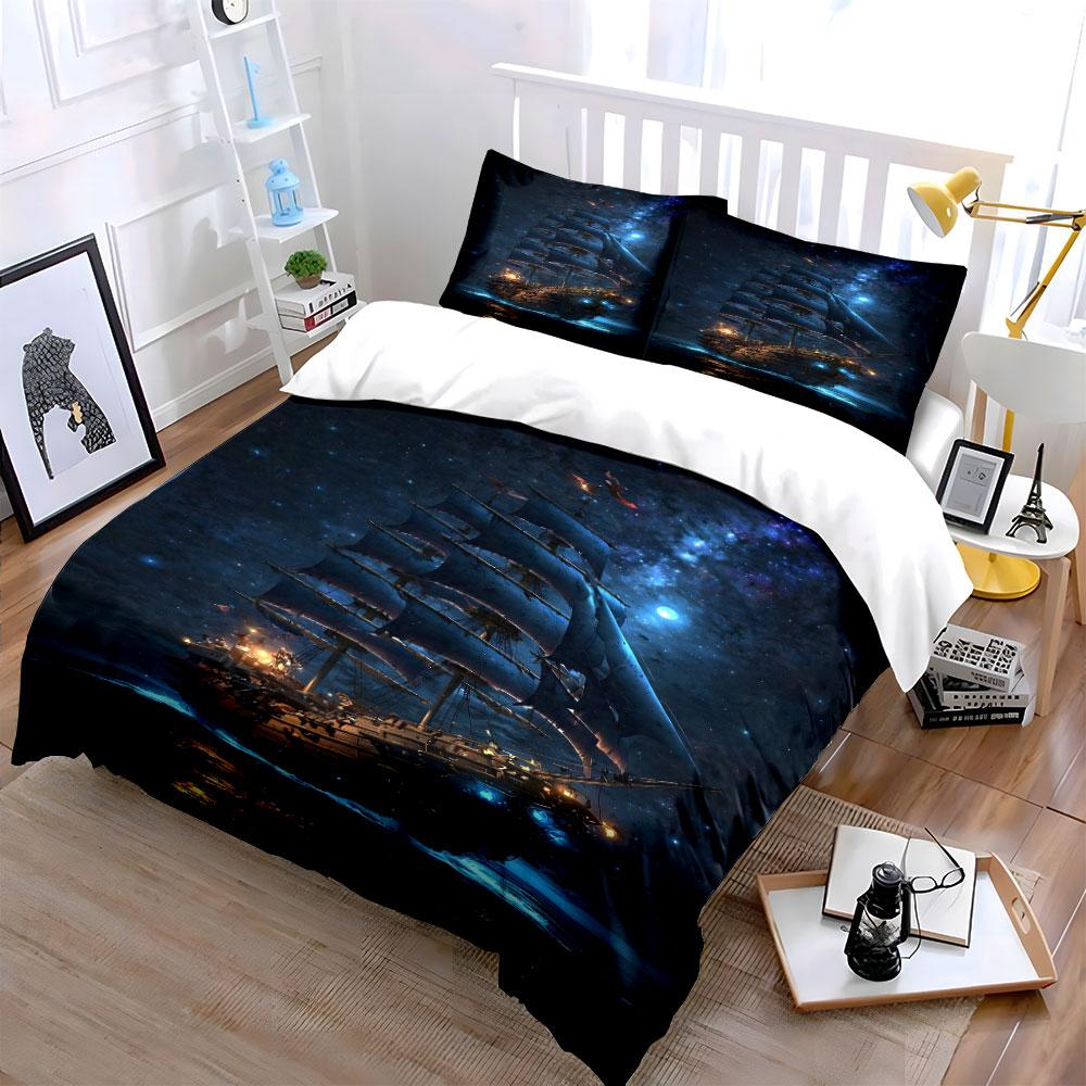 Sailing ship and stars. Bedding sets Duvet cover sets Duvet covers Pillowcases(1 * Duvet Cover 2 * Pillowcases without duvet insert)