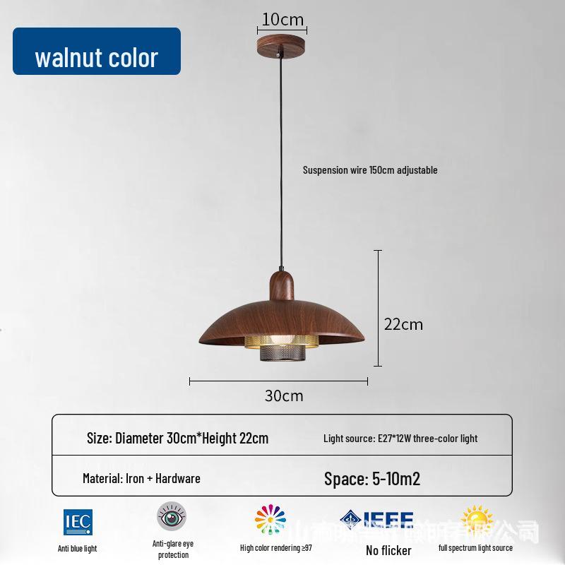 New Chinese Style Minimalist Wood Grain Chandelier for Dining, Bedside, or Bar