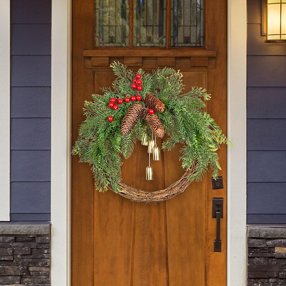 Xmas Wreath Christmas Garland Bell Garland Front Door Decoration Xmas Party Scene Decorative Wreath Wall Hanging Decoration