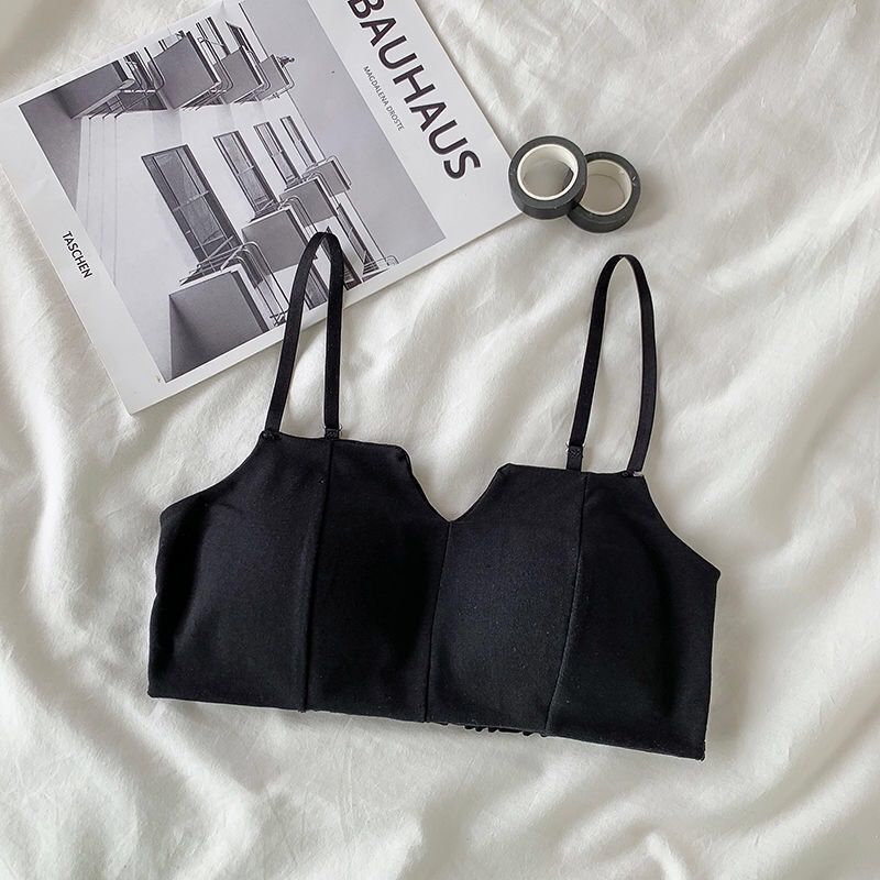 Backless Student Korean Style Women's Bra Wire-Free Thin Push-Up Sports Bra Camisole Spaghetti Strap Tank Top Underwear