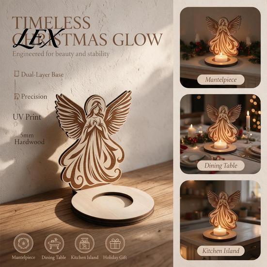 Religious Themed Ornaments Wooden Candle Holder, Praying Angel Tabletop Tealight Stand, Christmas Atmosphere Supplies Decorative Candlestick
