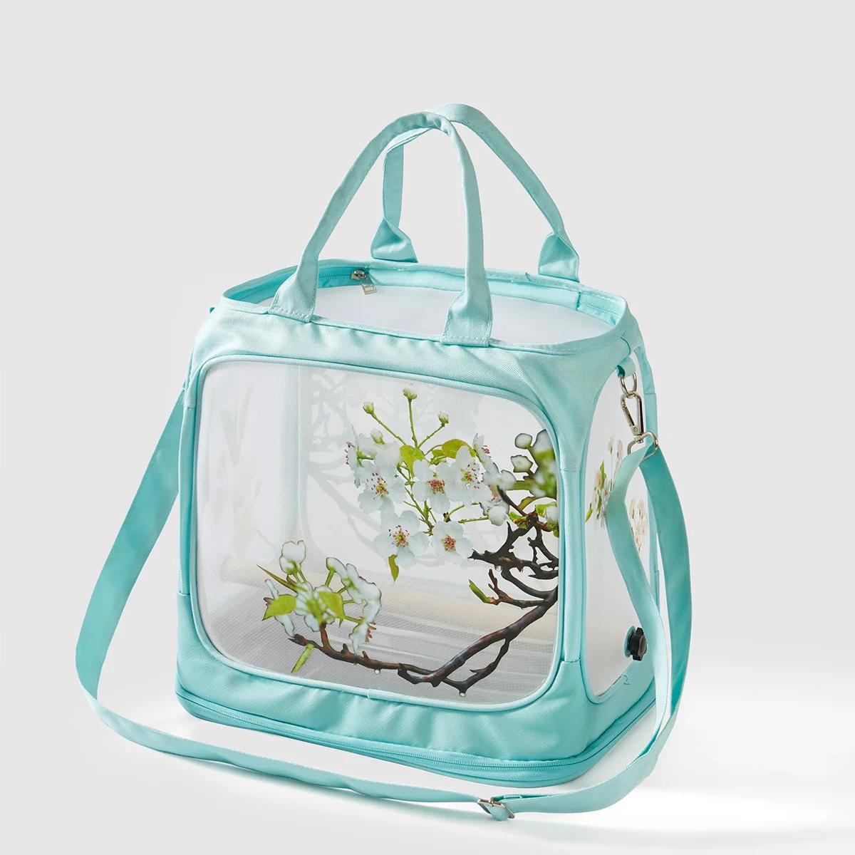 New parrot outdoor portable bird bag Oxford cloth transparent pet birdcage foldable small pet outdoor bird bag зелёный